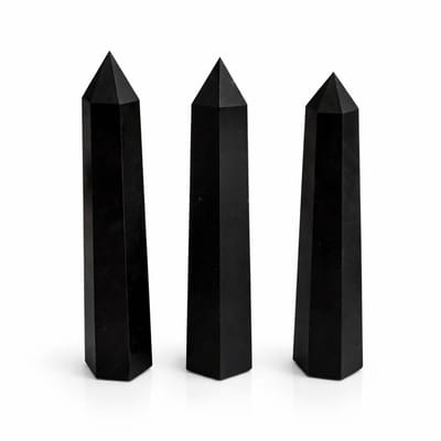 Edelsteen zesvlakkige obeliskpunt ca. 17 cm - Zwarte toermalijn