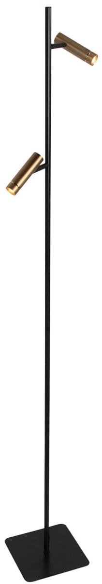 Vloerlamp Lumo 4608BR - Moderne tweelichts leeslamp van metaal met bronzen accenten, 125 cm hoog, draaibaar en kantelbaar, merk Mexlite