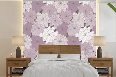 Behang - Fotobehang Patroon - Bloemen - Minimalisme - Breedte 240 cm x hoogte 240 cm