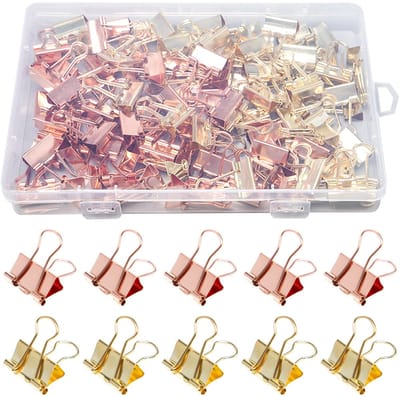 Dailygoods- Paperclips 100 stuks - Gouden/Roségouden Clips - 19 mm - Metaal - Rechthoekige Doos - Multifunctioneel Gebruik - Binderclips