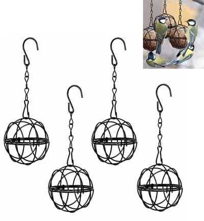 4-stuks Hangende voederbak voor vogels - Hangende voederbak voor wilde vogels - Voederbak voor wilde vogels voor buiten - Tuindecoratie - Eenvoudig na te vullen - Met ophangketting - Geschikt voor achtertuin, terras en tuin - Zwart