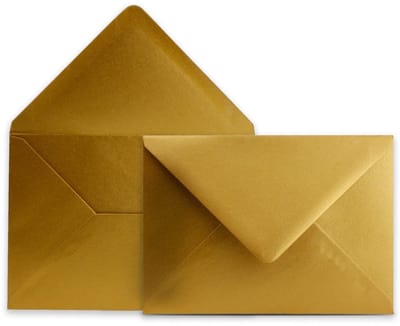 Dailygoods- Enveloppen DIN C6 goud - 50 stuks - 11,4 x 16,2 cm - 90 g/m² natlijm - zonder venster - matte uitstraling - kleurrijke enveloppen - Briefomslagen