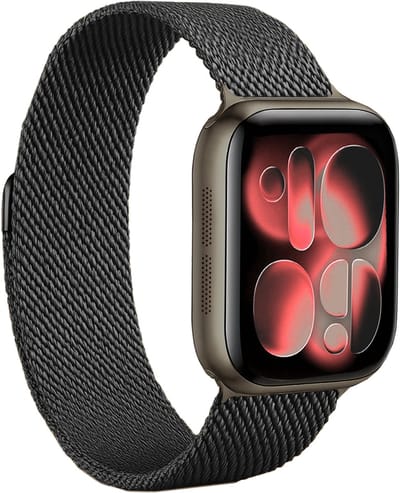 Horlogeband Milanees Geschikt voor Apple Watch 42/44/45/46 mm Bandje - Bandje Geschikt voor Apple Watch 42/44/45/46 mm Band Milanees - Zwart