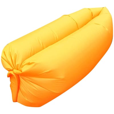 Opblaasbare bank, draagbare waterdichte opblaasbare ligstoel met comfortabel kussen, voor kamperen, vakantie, wandelen, zwembad en strandfeesten One Size oranje