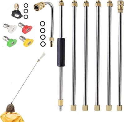 Hogedrukreiniger Verlengstuk - Telescoop Spuitlans - Buitenruimte Reinigen - Messing Constructie - 275 Bar - Zilver