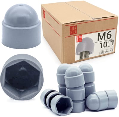 LUN FIX - Schroefkap - Zeskant Dekking - M06 - 10 Stuks - Grijs - Beschermkappen