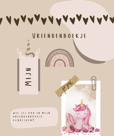 Vriendenboekje meisjes - A5 - Eenhoorn Unicorn - Stickers en kleurplaten