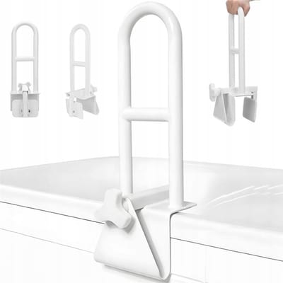 Badrandbeugel - Veiligheidsgreep voor Bad - breedte verstelbaar 8-17 cm - draagvermogen 100 kg - boorvrij - antislip rubberen pad - voor ouderen en mensen met beperkte mobiliteit