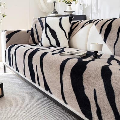Nerts Textuur Pluche Bankkussen Winter Dik Imitatie Konijnenpluche Zitkussen Warm Antislip Zebra Patroon Bankhanddoek 70*70cm