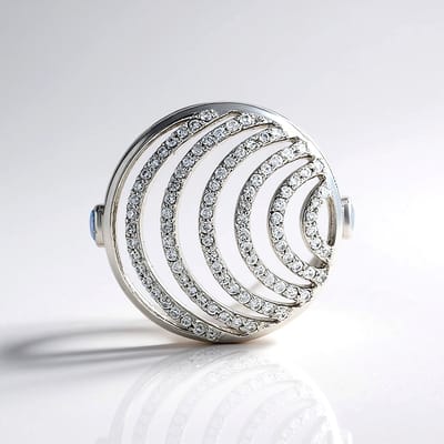 Cavill - Zilveren Hanger 925 Sterling Zilver Geplatineerd - Welo-Opalen 0,141 ct - Pavé Zirkonen 1,048 ct - Elegant Rond Ethiopisch Opal