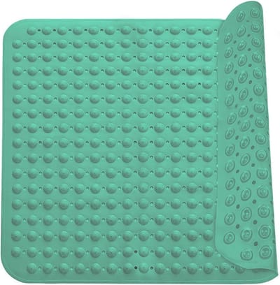 Douchemat - 48 x 48 cm (Vierkant) - Polyvinylchloride (PVC) - antislip - massage-douchemat - met zuignappen - Kleur : Mars Green