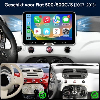 Hexinex 10,1- inche Quad-Core autoradio Geschikt voor Fiat 500 (2007-2015) - Draadloos CarPlay, Android Auto, multimediaspeler, 2GB+64GB, Black