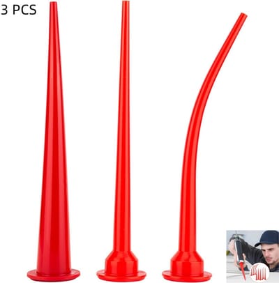 3 stuks - Verlengstuk voor siliconenkitpistool - Extra lange siliconen tuiten - geschikt voor kitpatronen - Geschikt voor deuren en ramen, keukens en badkamers - 30cm - rood