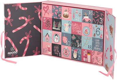 Apollo - Meisjes Sokken Adventskalender Kerst - 12 paar - Roze - MT 31/36