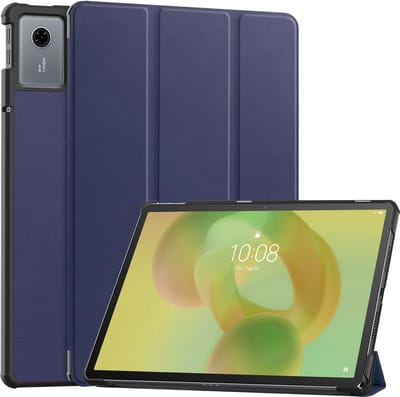 Hoes - Geschikt voor Lenovo Idea Tab - Dun & Stevig - Trifold Bookcase - Hard Cover - Hardcover Book Case - Tablet Hoesje - Donkerblauw