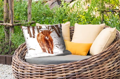 Buitenkussens - Tuin - Schotse Hooglander - Sneeuw - Winter - Natuur - Dieren - 50x30 cm