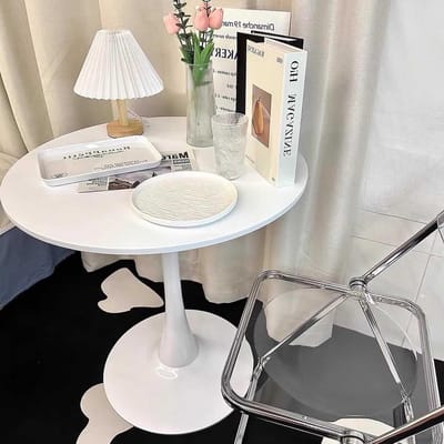 Ronde Eettafel - Keukentafel Tulip - Samen Eten - Stevige Metalen Voet - 80 cm Diameter - Wit