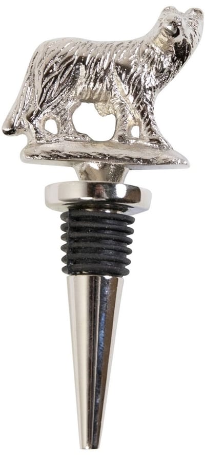 Wijnstopper vos zilver 13x6x2cm