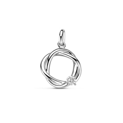 Zilveren gerhodineerde hanger zirkonia 15 mm - 1341264