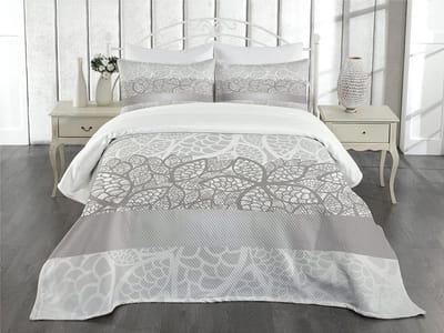 Parade Home® Het Grijze Droom Bedsprei Set-260x220- Sprei 2 persoons-Kussenslopen 90x50- Grijs en wit- Beddengoed- Slaapkamer decoratie-Dekens-Wonen