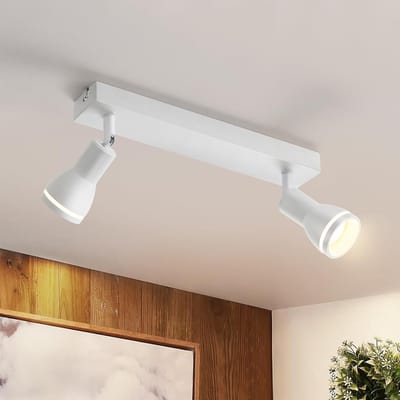 Glitzerlife - Plafondspot Plafondlamp - 2x GU10 opbouwspot - verstelbaar 180°/355° draaibaar- modern wit metaal aluminium acryl - Ø30cm - voor woonkamer keuken slaapkamer hal