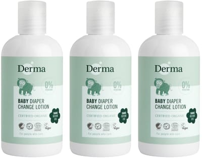 Derma Eco Baby Luierwissel Lotion - 3-in-1 - 3 x 250ml - Parfumvrij - voor Gevoelige Babybilletjes - Hypoallergeen