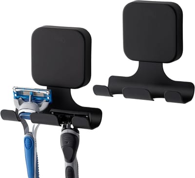 Razorhouder voor de Douche met Zuignap, Multifunctionele Badkamerhaak voor Scheermes, Handdoeken en Badjassen, Set van 2 Herbruikbare Wandhaken