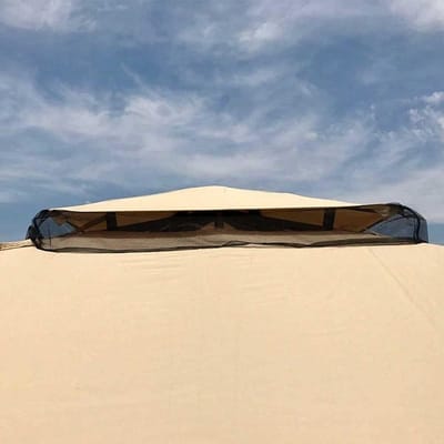 Gazebo Vervangdoek - Tentzeil Paviljoen - Tuinfeest Bescherming - Winddicht Met Skorsteen - 3 x 3 m - Beige