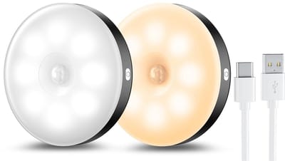 longziming -2-delige LED Nachtlamp met Bewegingssensor – USB Oplaadbaar – 3 Lichtkleuren – Automatisch Aan/Uit – Voor Trap, Slaapkamer, Keuken & Gang – Zwart