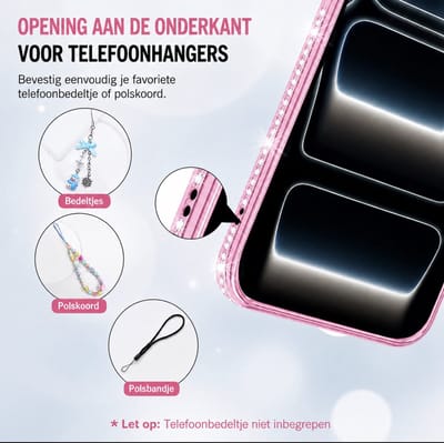Magnetische glitterdiamanthoes voor iPhone 17Pro Max, siliconen hoesje [MagSafe-compatibel] glanzende cameralensbescherming met strass-steentjes, transparante slim hoes (roze, voor iPhone 17ProMax)