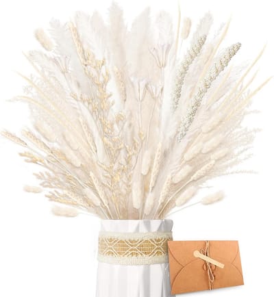 Gedroogd Pampasgras Boho Decoratie voor Bruiloft en Woonkamer - Pluizige Lagurus Bloemenboeket