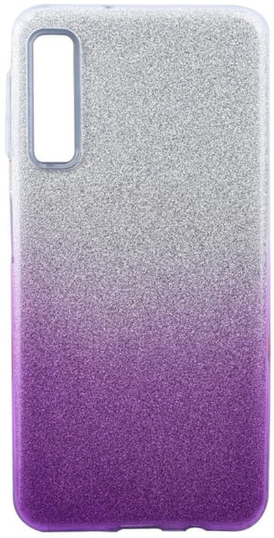 Ntech Hoesje Geschikt Voor Samsung Galaxy A7 2018 - Glamour Glitter Dual Layer Back Cover TPU Hoesje - Zilver & Paars