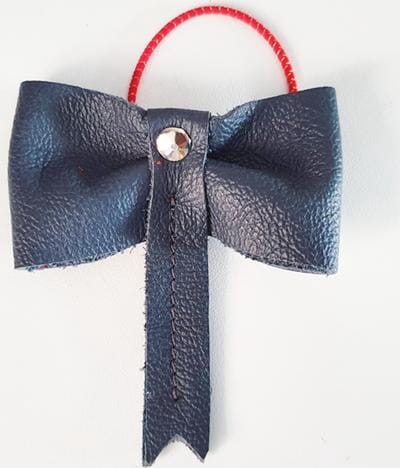 Toetie & Zo Handgemaakte Leren Haarelastiek Strik Blauw, haaraccessoire