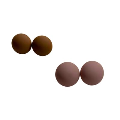 2 Love it Button - Duo pack van 2 paar oorknoppen - Diameter 18 mm - Stainless steel - Acryl - Bruin - Mauve
