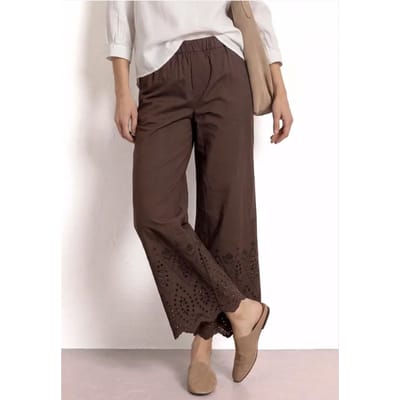 Wide Legs broek met Shiffley borduursel