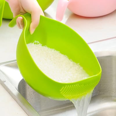 Afvoerbak met vergiet - Kom en vergiet - Slakom - Met verticale handgreep - Mengkom - Stevig en praktisch keukengerei - Ideaal voor groente, fruit & pasta - LOUZIR