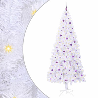 vidaXL - Kunstkerstboom - met - 300 - LED - Wit - 240 - cm - PVC - en - Staal