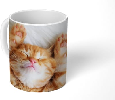Mok - Koffiemok - Kat - Rood - Huisdieren - Kitten - Mokken - 350 ML - Beker - Koffiemokken - Theemok