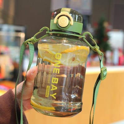 Plastic Waterbeker Hittebestendig Mooi Meisjes Student Draagbaar Grote Capaciteit Sportketel Voedselkwaliteit Beker met Rietje 1000ml