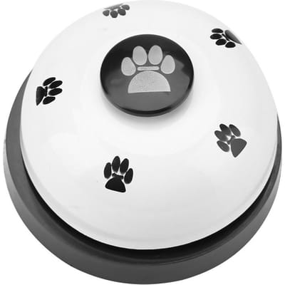 Ijzeren stevige duurzame schattige cartoon huisdierbel voor hond en kat interactief speelgoed(Roze) white