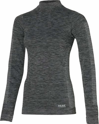 Heatkeeper Thermo ondergoed dames lange mouw - Techno - Warm Thermo shirt hoge hals - Zwart / XL