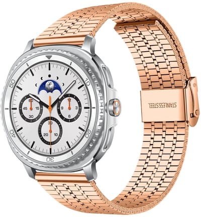 By Qubix - smartwatch bandje - Compatible Samsung bandje - Stalen bandje - Rosé goud - Geschikt voor Samsung Galaxy Watch 9 (40/44mm) - Watch 8 (40/44mm) - Watch 8 Classic (46mm)