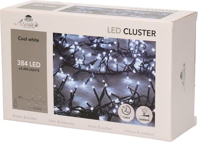 Anna's Collection Kerstverlichting - helder wit - 384 lampjes - 2,4M - timer - voor binnen en buiten