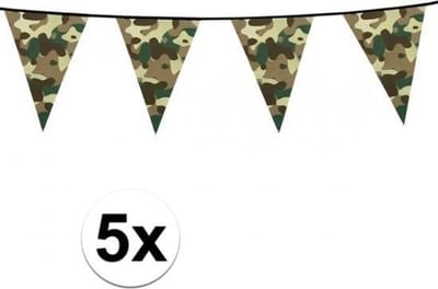 5x Camouflage vlaggenlijn 6 meter - Vlaggenlijnen met legerprint