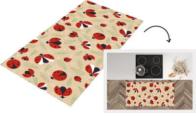 Keukenloper - Loper keuken - Lieveheersbeestje - Bladeren - Design - 120x60 cm - Keukenloper vinyl