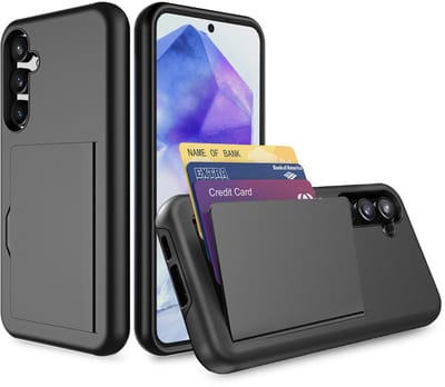 Smartphonica Telefoonhoesje Geschikt voor Samsung Galaxy A55 sterk TPU met pasjeshouder - TPU strong case with card slot - Zwart geschikt voor Samsung Galaxy A55