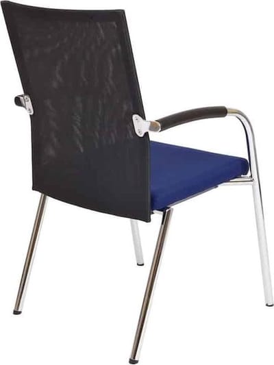 Vergaderstoel F260 4-poots frame met zwarte rug mesh en grijze zitting