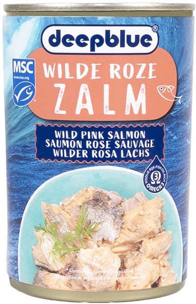 Zalm in blik 418 gram (wilde roze zalm) Deepblue