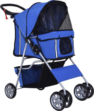 PawHut hondenbuggy - opvouwbaar - 2 bekerhouders - blauw