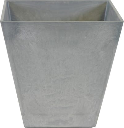 Ter Steege Bloempot/plantenpot - vierkant - gerecycled kunststof - steengrijs - D20 en H20 cm